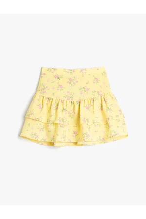 Koton Skirt With Ruffled Flowers, Elastic Waist, Cotton