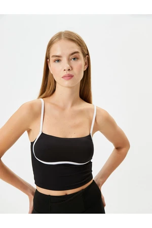 Koton Thin Strap Half Tanker Bra Covered Slim Fit Color Contrast