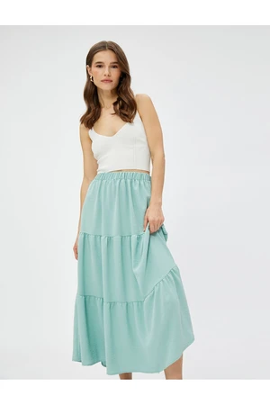 Koton Tiered Midi Skirt with Elastic Waist