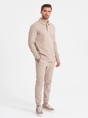 Ombre Men's tracksuit set sweatshirt with polo collar + pants