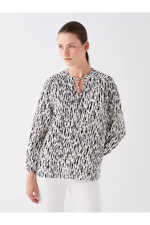 LC Waikiki Tie Collar Patterned Long Sleeve Women's Blouse