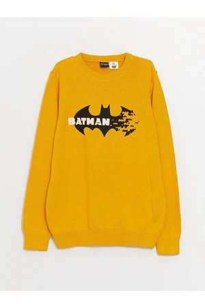 LC Waikiki Crew Neck Batman Patterned Long Sleeve Boy Knitwear Sweater