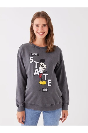 LC Waikiki Crew Neck Mickey Mouse Printed Long Sleeve Maternity Sweatshirt