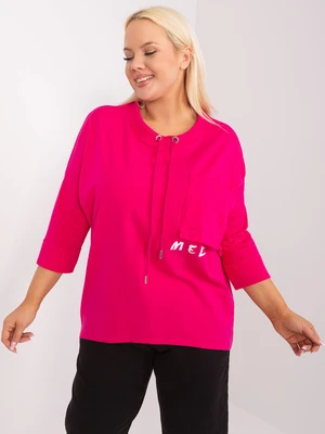 Fuchsiová ležérní halenka plus size s nápisem