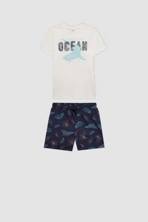 DEFACTO Boy 2-Piece Set Printed Short Sleeve T-Shirt Top Swim Shorts Bottom