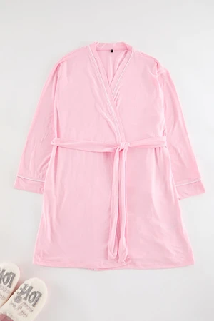 Trendyol Curve Pink Milan Soft Touch Belted Knitted Dressing Gown