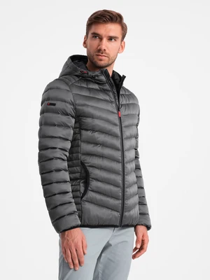 Ombre Lightly insulated quilted men's jacket with satin trim - graphite