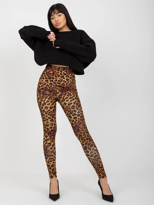 Dark beige and black casual leopard print leggings