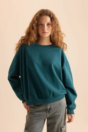 DEFACTO Cool Oversize Fit Wide Pattern Crew Neck Basic Plain Thick Fabric Sweatshirt