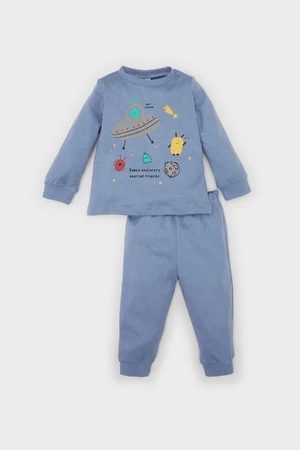 DEFACTO Baby Boy Pajama Set Printed Long Sleeve Top Elastic Waist Bottom