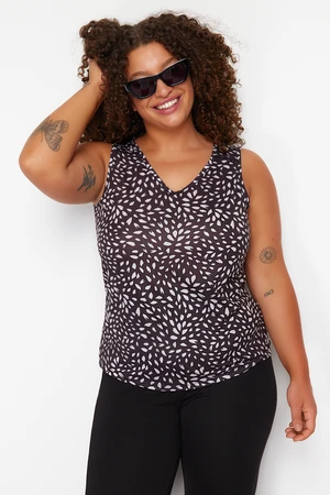 Trendyol Curve Black Single Jersey Knitted Plus Size Blouse