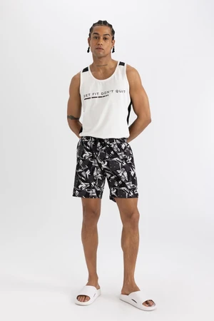 DeFactoFit Regular Fit Printed Flexible Textured Short Swim Shorts