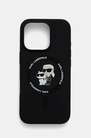 Puzdro na mobil Karl Lagerfeld iPhone 16 Pro 6.3 čierna farba, KLHMP16LSCMKCRHK