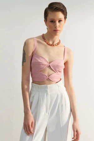 Trendyol Pink Fitted Woven Cut-out/Window Detailed Bustier