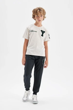 DEFACTO Boys Printed Elastic Waist Leg Pocket Jogger School Sweatpants