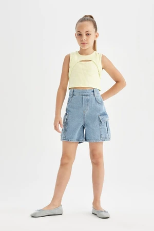 DEFACTO Girls Cargo Jean Shorts