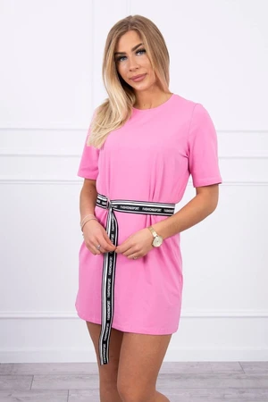 Dress with decorative belt light pink