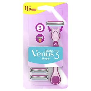 GILLETTE VENUS Simply Venus 3 Rukojeť holicího strojku + 8 holicích hlavic