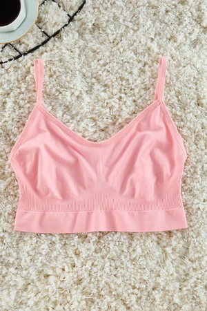 Trendyol Pink Seamless Strappy Knitted Bustier