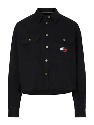 Tommy Jeans Shirt - TJW CROPPED UTILITY SHIRT black