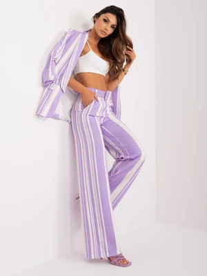 Purple and ecru elegant pants with print