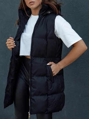 Women's long quilted vest VIANA black Dstreet