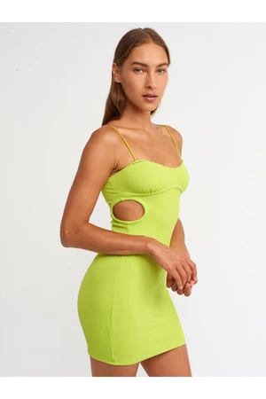 Dilvin 90394 Window Detail Mini Dress-dark Lime