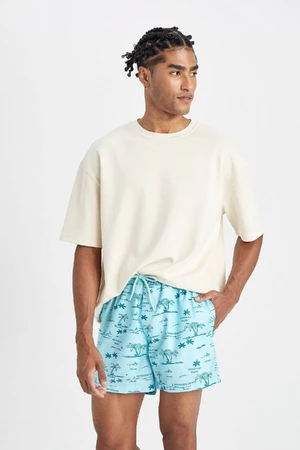 DEFACTO Patterned Mesh Lined Short Length Swim Shorts