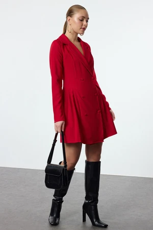 Trendyol Red Pleated Mini Woven Jacket Dress