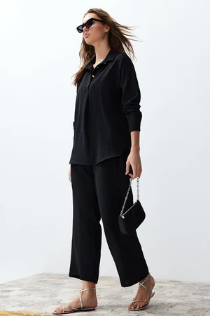 Trendyol Black Buttoned Shirt and Trousers Woven Bottom-Top Set