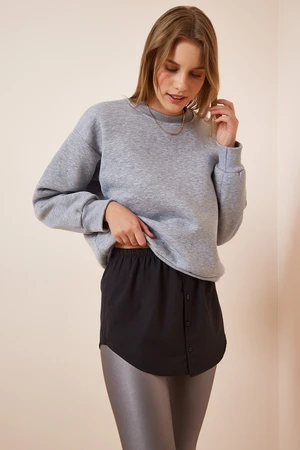 Happiness İstanbul Women's Black Sweater And Sweatshirt Under Skirt Poplin Shirt