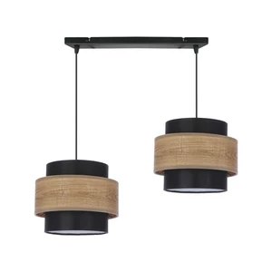 Czarno-naturalna lampa wisząca z tekstylnym kloszem ø 20 cm Twin – Candellux Lighting