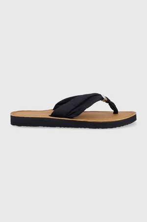 Žabky Tommy Hilfiger TH ELEVATED BEACH SANDAL dámské, tmavomodrá barva, na plochém podpatku, FW0FW06985