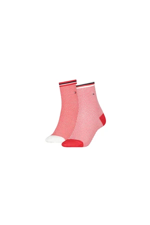 Tommy Hilfiger Ponožky - TH WOMEN SHORT SOCK 2P COLLEGIATE HONEYCOMB ružové