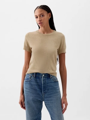 Beige women's sweater with short sleeves GAP