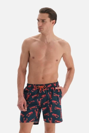 Dagi Navy-Orange Crab Des. Medium Shorts