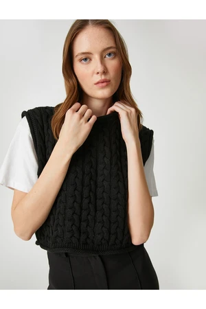 Koton Crop Knit Sweater Round Neck