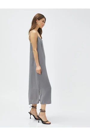 Koton Midi Length Dress with Adjustable Straps and a Slit