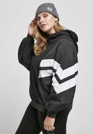 Women's Crinkle Nylon Sweat Hoody Mix Black/White