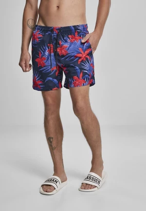 Swim shorts with blue/red pattern