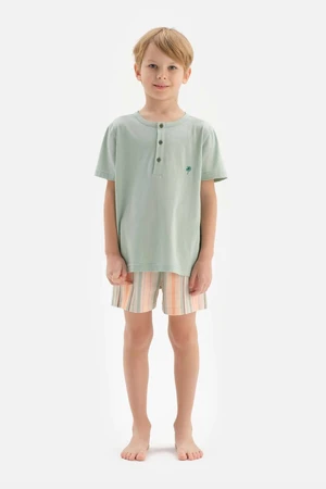 Dagi Mint Half Pops, Embroidery Detailed T-shirts, Shorts, Pajamas Set.