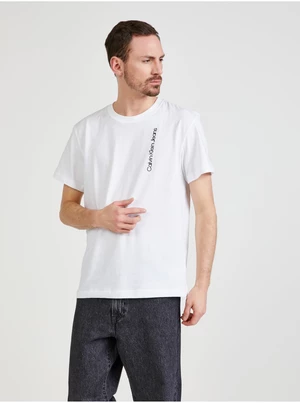 Calvin Klein Jeans Biele pánske vzorované tričko Calvin Klein