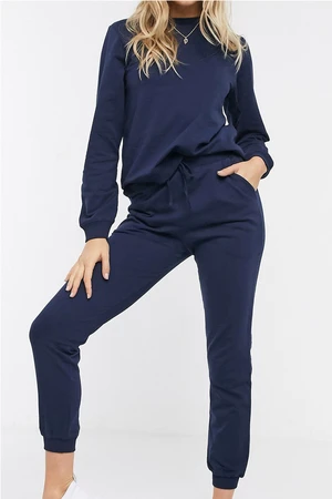 Know Women's Navy Blue Cotton Pajama Set