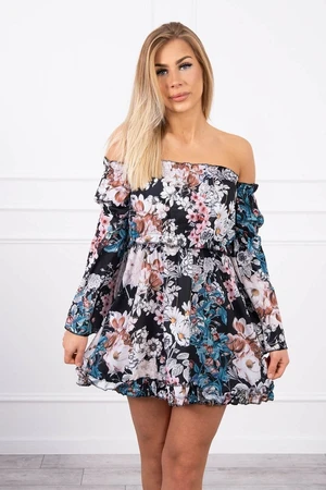 Black floral dress above the shoulders