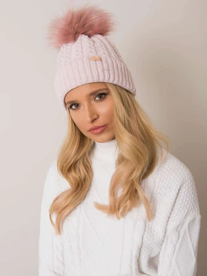 RUE PARIS Light pink beanie with shiny thread