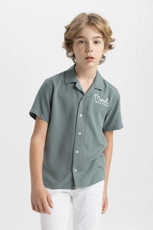 DEFACTO Boy's Oversize Fit Polo Neck Viscose Short Sleeve Shirt