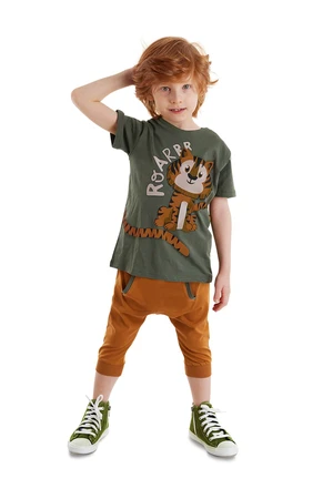 Denokids Little Tiger Boy Summer T-shirt Capri Shorts Set