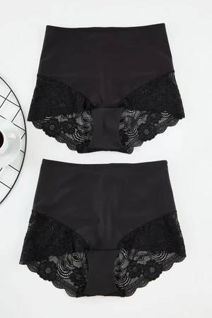 Trendyol Curve Black 2-Pack High Waist Lace Soft Comfort Plus Size Panties