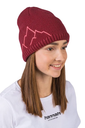 Winter knitted hat made of merino wool Hannah BRITA garnet