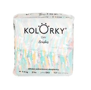 KOLORKY DAY Jednorázové eko plenky vel. M 5-8 kg 21 ks štětce